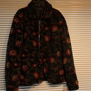 INC International Concepts Black Floral Zip-Up Jacket